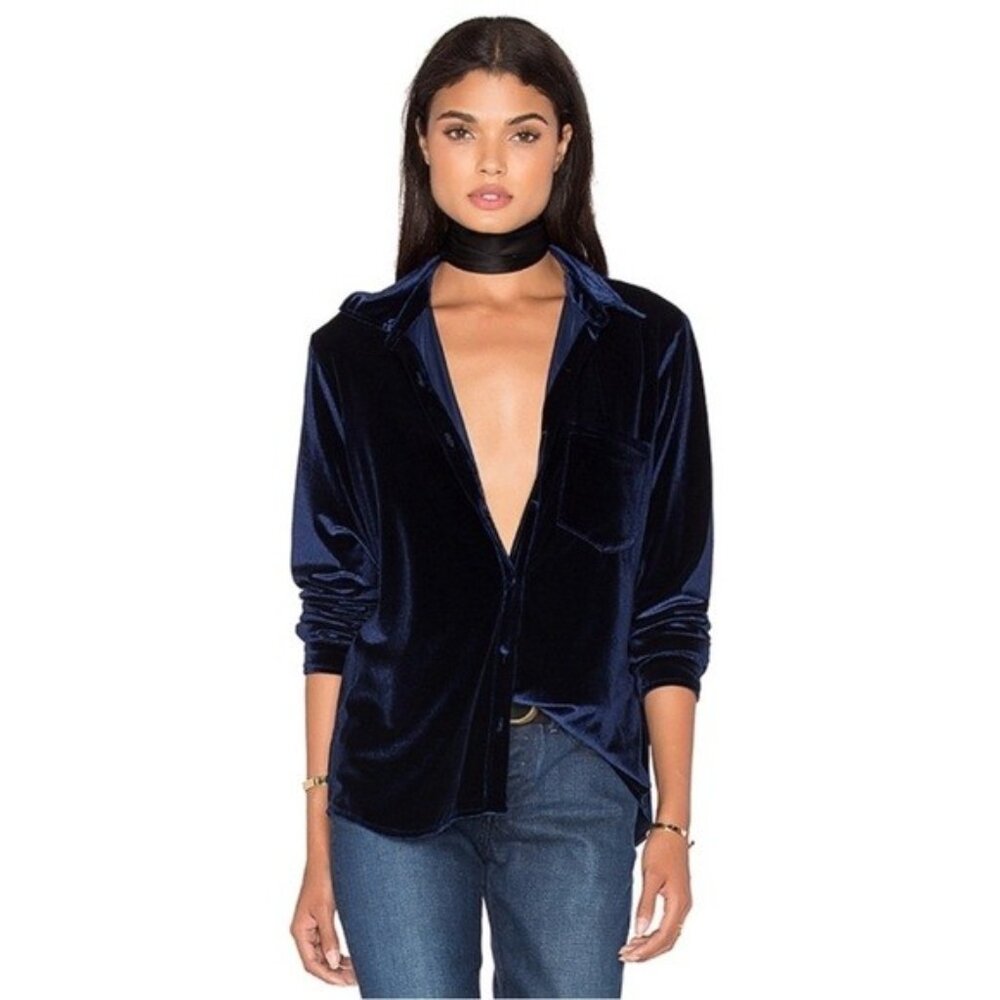 LPA Velvet Button Front Shirt (XS)